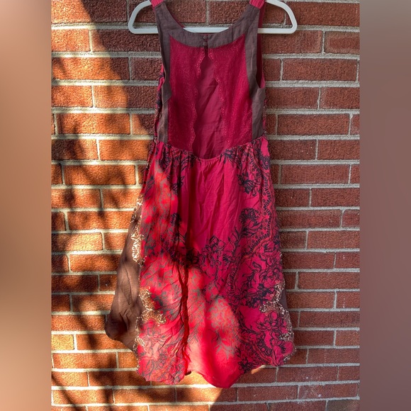 Free People High Low Red Floral Open Back Dress Size Small - Picture 9 of 11